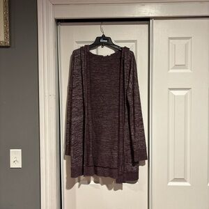 GAP Marled Plum Hooded Open Cardigan with Pockets